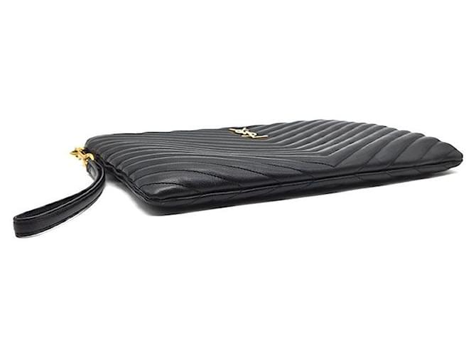 Saint Laurent Clutch Monogram New Medium Nero - vista 5