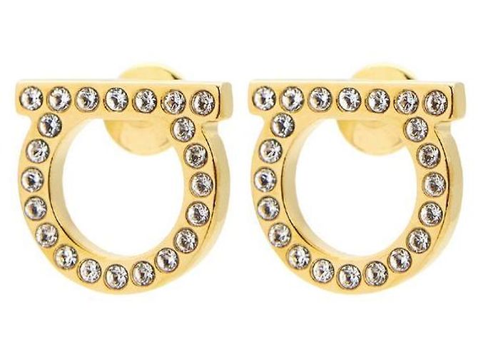 Salvatore Ferragamo Orecchini Gancini Crystal da donna D'oro - vista 2