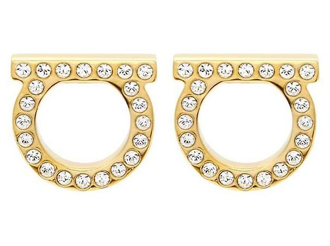 Salvatore Ferragamo Orecchini Gancini Crystal da donna D'oro - vista 3