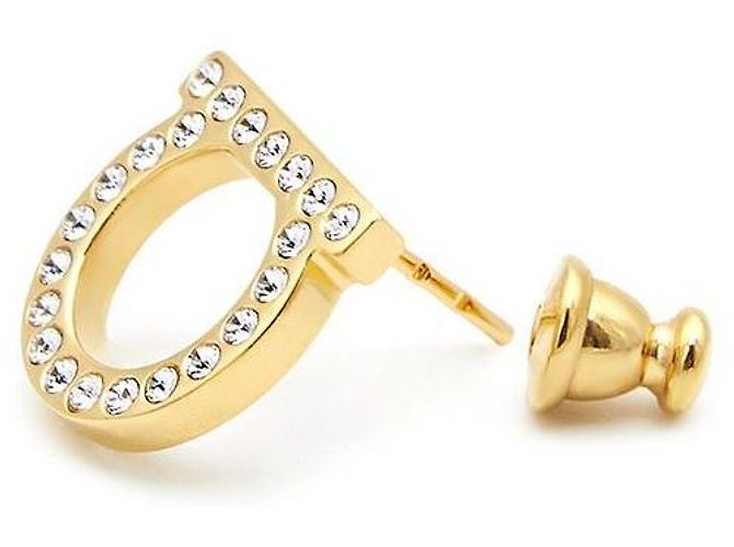 Salvatore Ferragamo Orecchini Gancini Crystal da donna D'oro - vista 7