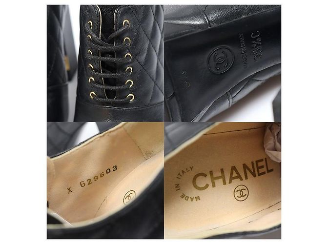 Chanel Gesteppte Blockabsatz-Stiefeletten aus schwarzem Lammleder - Ansicht 7