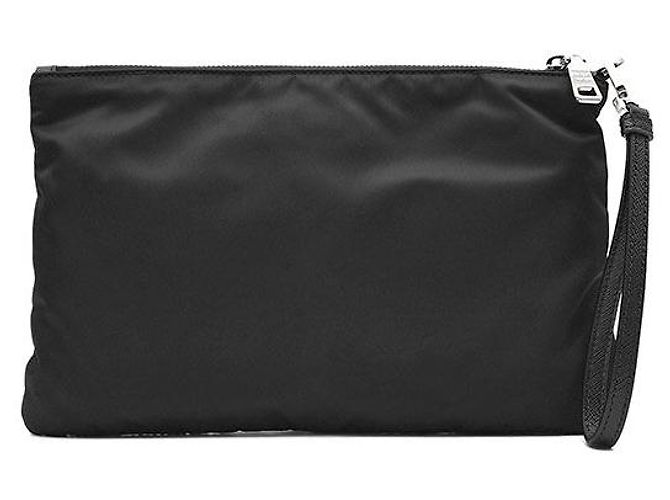 Prada Clutch Re-Nylon Tessuto Strap Nero - vista 3