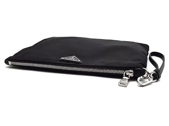 Prada Clutch Re-Nylon Tessuto Strap Nero - vista 4