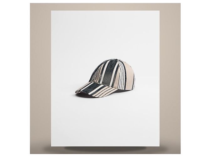 Dior Gorra Riviera Oblique Sun Stripe Gray Blue en jacquard de algodón y seda - vista 2