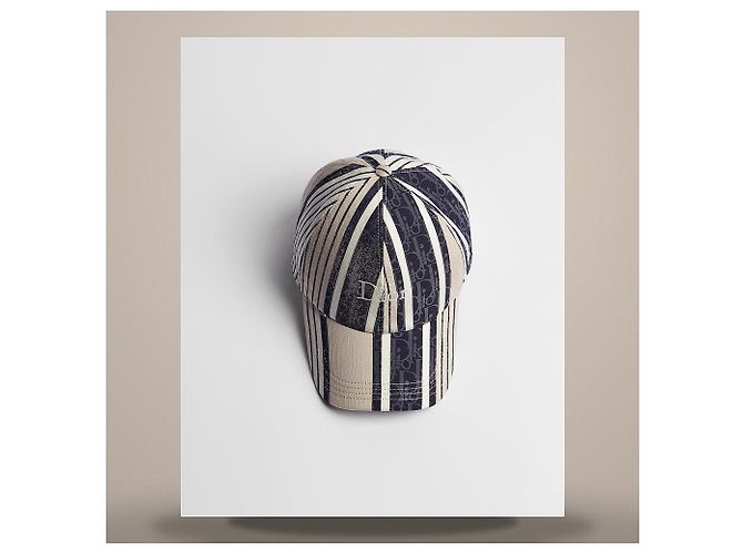 Dior Gorra Riviera Oblique Sun Stripe Gray Blue en jacquard de algodón y seda - vista 4