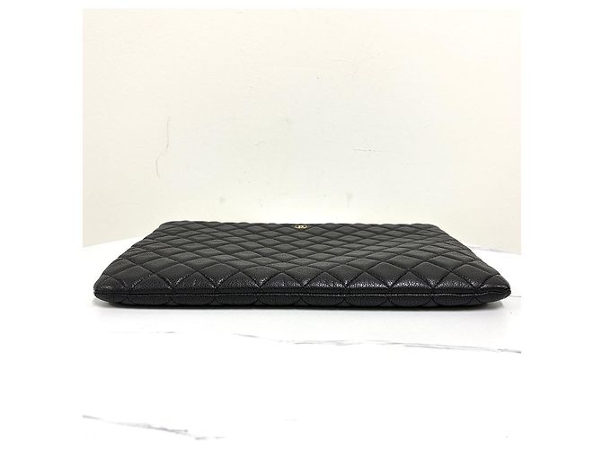 Chanel Clutch Caviar Classic Gold CC Logo Nera Nero - vista 6