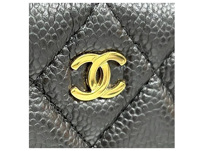 Chanel Clutch Caviar Classic Gold CC Logo Nera Nero - vista 9