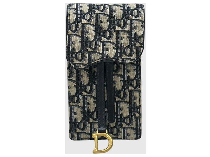 Dior Borsa crossbody con catena e porta-cellulare in jacquard Saddle Blu - vista 2