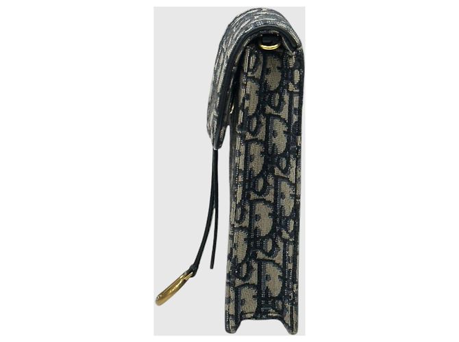 Dior Borsa crossbody con catena e porta-cellulare in jacquard Saddle Blu - vista 3