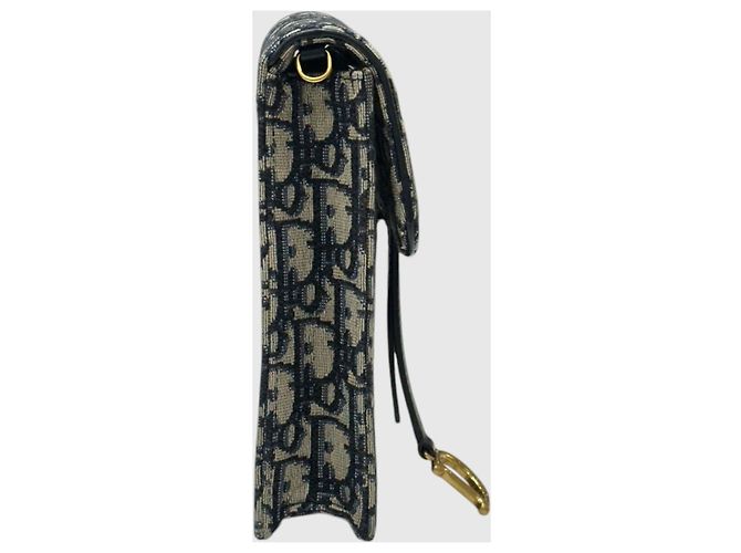 Dior Borsa crossbody con catena e porta-cellulare in jacquard Saddle Blu - vista 4