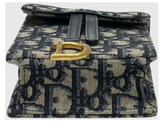 Dior Borsa crossbody con catena e porta-cellulare in jacquard Saddle Blu - vista 6