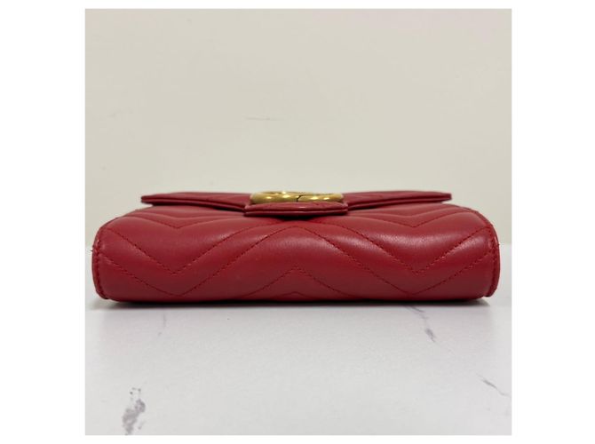 Gucci Borsa a tracolla con catena GG Marmont Matelassé Red Rosso - vista 10