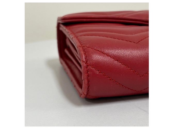 Gucci Borsa a tracolla con catena GG Marmont Matelassé Red Rosso - vista 11