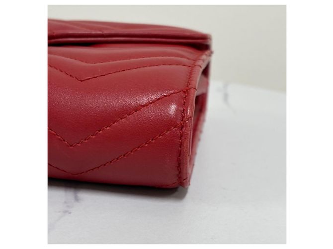 Gucci Borsa a tracolla con catena GG Marmont Matelassé Red Rosso - vista 12