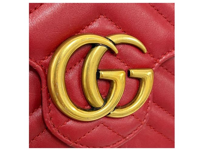 Gucci Borsa a tracolla con catena GG Marmont Matelassé Red Rosso - vista 13