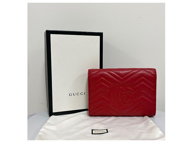 Gucci Borsa a tracolla con catena GG Marmont Matelassé Red Rosso - vista 4