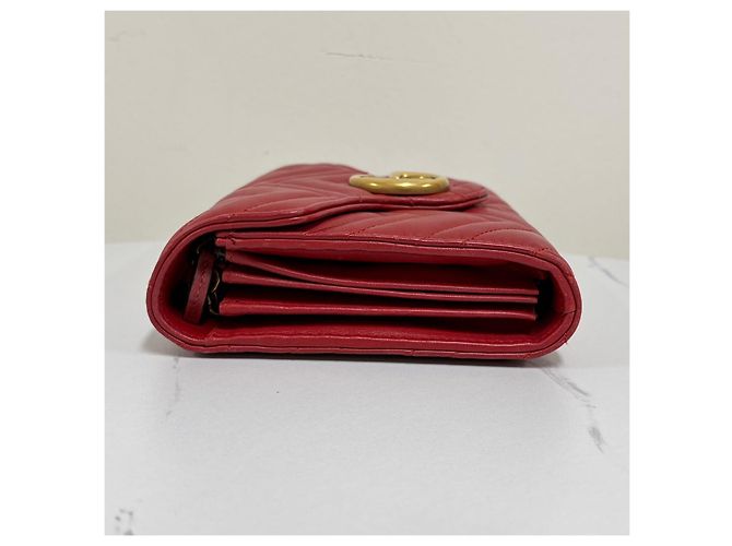 Gucci Borsa a tracolla con catena GG Marmont Matelassé Red Rosso - vista 9