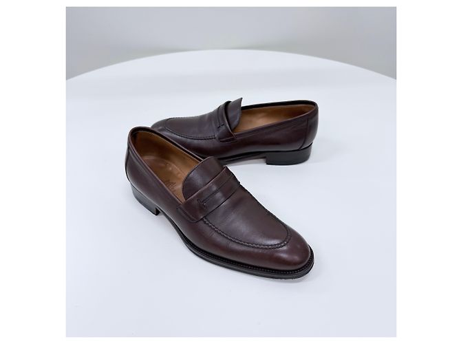 Hermès Mocassini in pelle marrone scuro - vista 2