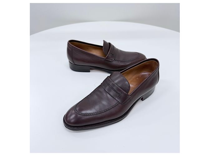 Hermès Mocassini in pelle marrone scuro - vista 3