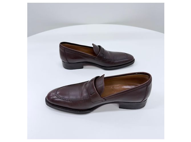 Hermès Mocassini in pelle marrone scuro - vista 5