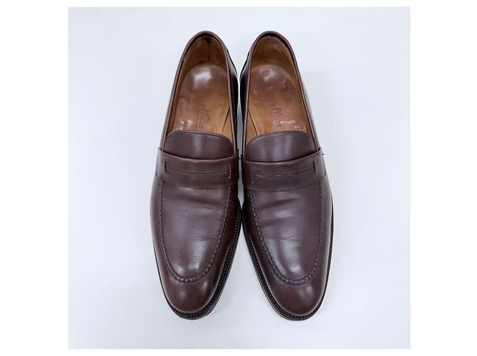 Hermès Mocassini in pelle marrone scuro - vista 6