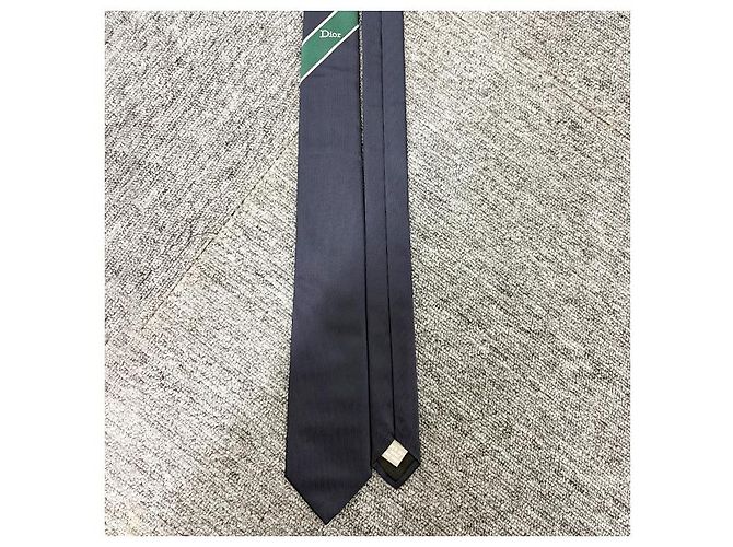 Dior Logo Seiden-Jacquard-Krawatte Navyblau Grün Weiß - Ansicht 10