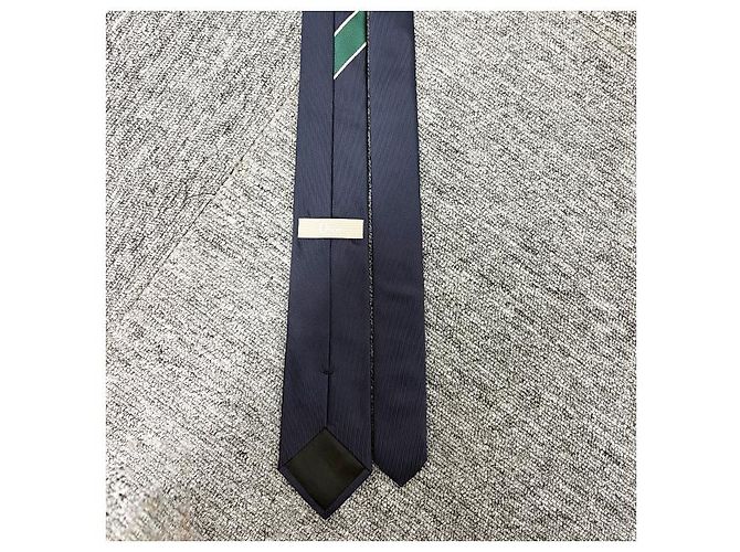 Dior Logo Seiden-Jacquard-Krawatte Navyblau Grün Weiß - Ansicht 11