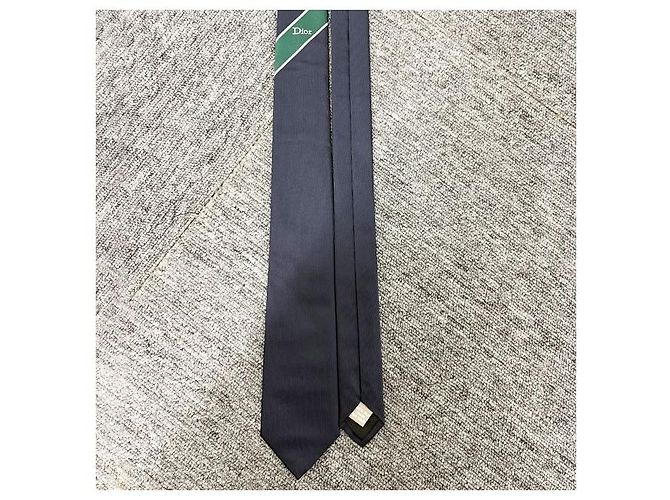 Dior Logo Seiden-Jacquard-Krawatte Navyblau Grün Weiß - Ansicht 2
