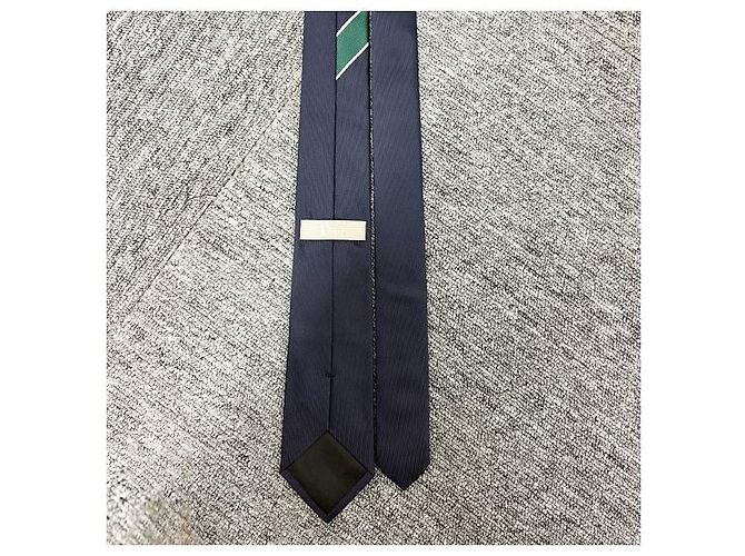Dior Logo Seiden-Jacquard-Krawatte Navyblau Grün Weiß - Ansicht 3