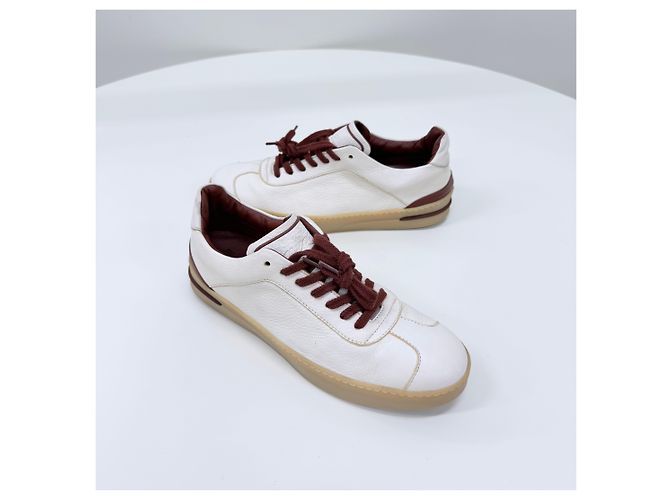 Loro Piana Italienische Leder-Sneaker Weiß - Ansicht 2