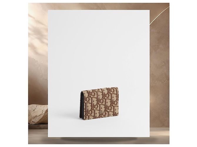 Dior Business Card Holder Brown Oblique Jacquard - view 4