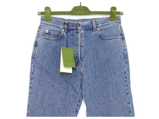 Gucci Pantalones de mezclilla para mujer Cotton Ramsper Roll-Up Azul - vista 2