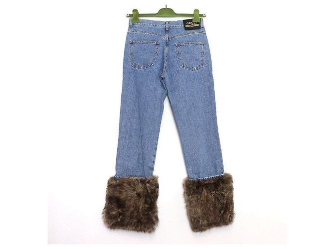 Gucci Pantalones de mezclilla para mujer Cotton Ramsper Roll-Up Azul - vista 4