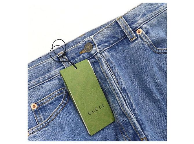 Gucci Pantalones de mezclilla para mujer Cotton Ramsper Roll-Up Azul - vista 5
