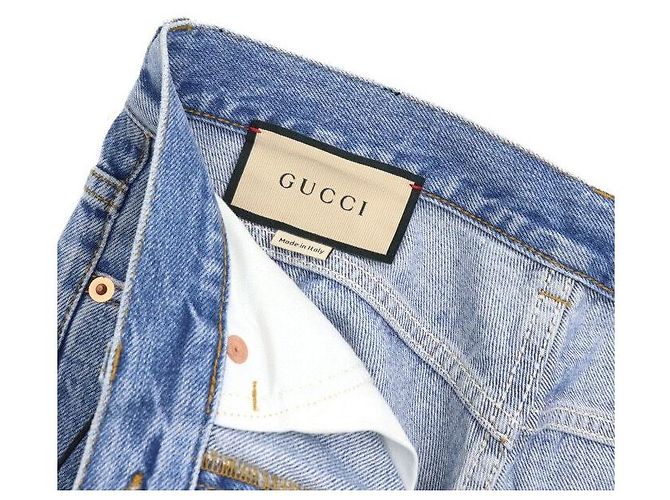 Gucci Pantalones de mezclilla para mujer Cotton Ramsper Roll-Up Azul - vista 7