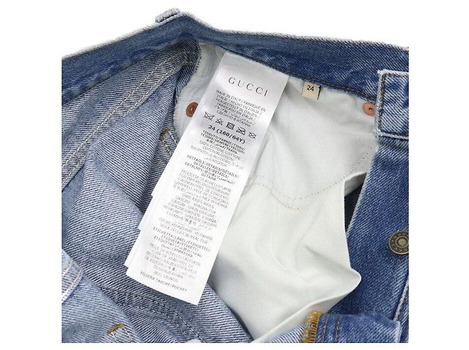 Gucci Pantalones de mezclilla para mujer Cotton Ramsper Roll-Up Azul - vista 8