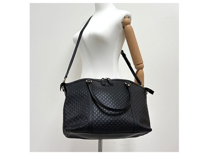 Gucci Borsa Tote in pelle Microshima Borsa a tracolla Nero - vista 3