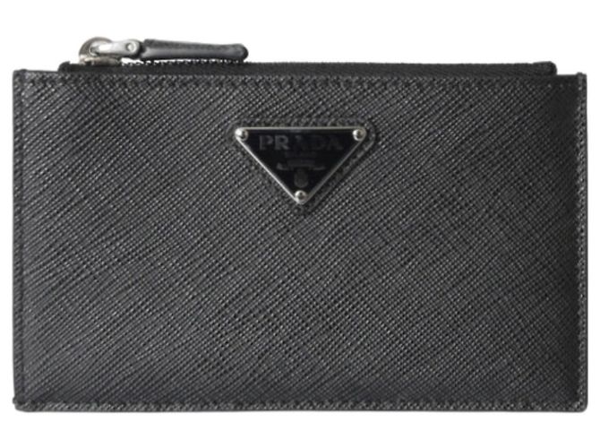 Prada Portacarte con zip e logo Triangle Nero - vista 2