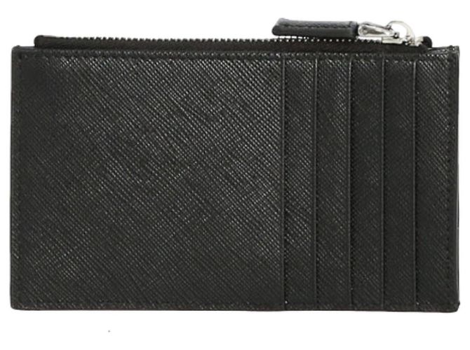 Prada Portacarte con zip e logo Triangle Nero - vista 3