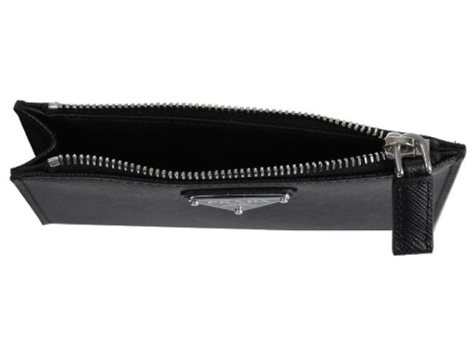 Prada Portacarte con zip e logo Triangle Nero - vista 4