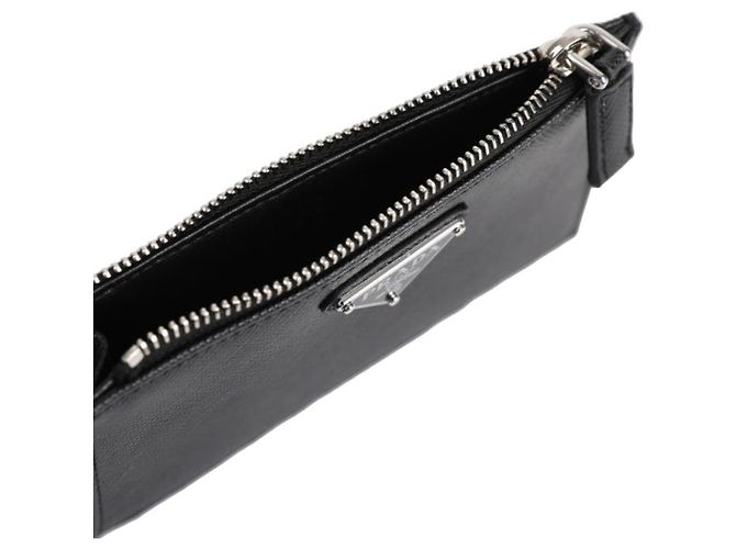 Prada Portacarte con zip e logo Triangle Nero - vista 5