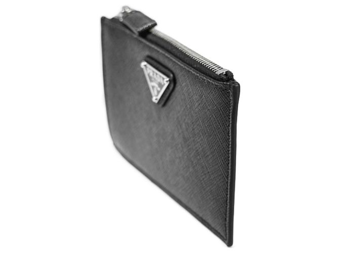 Prada Portacarte con zip e logo Triangle Nero - vista 6