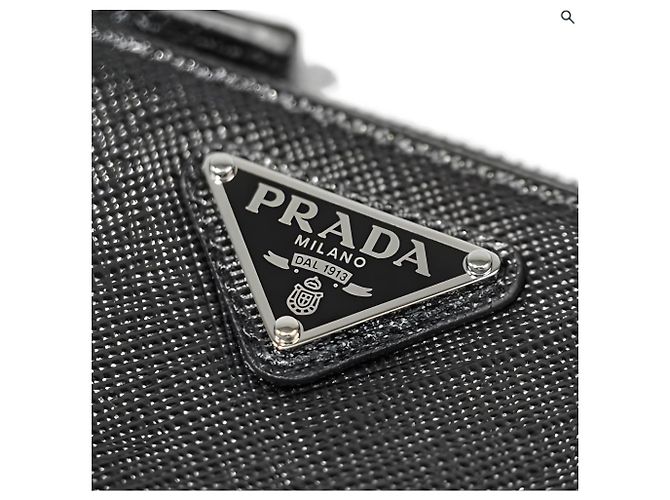 Prada Portacarte con zip e logo Triangle Nero - vista 7