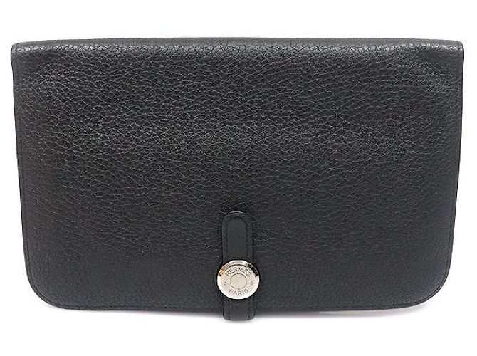 Hermès Portafoglio Dogon Duo in pelle Togo nera con hardware argento Nero - vista 2