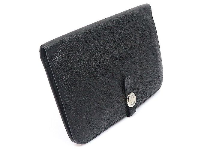 Hermès Portafoglio Dogon Duo in pelle Togo nera con hardware argento Nero - vista 4