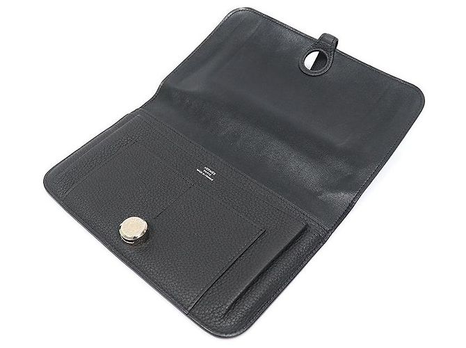 Hermès Portafoglio Dogon Duo in pelle Togo nera con hardware argento Nero - vista 5