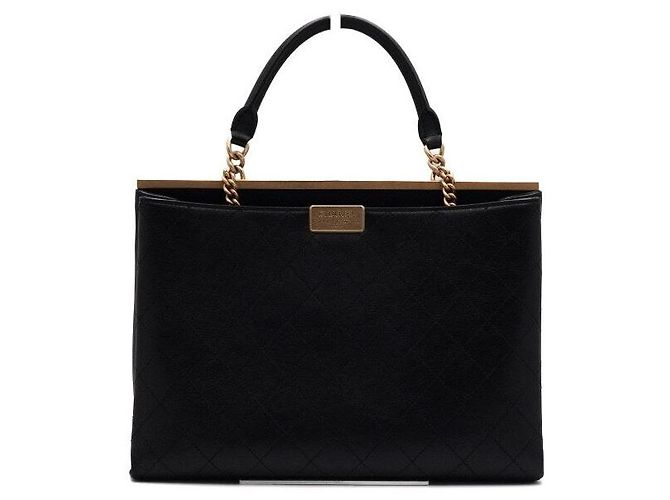 Chanel Borsa Tote Grande Black Coco Lux con tracolla a catena dorata Nero - vista 4