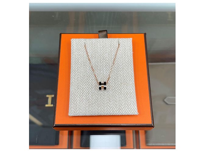 Hermès Colar Mini Pop Preto/Rose Gold - vista 2