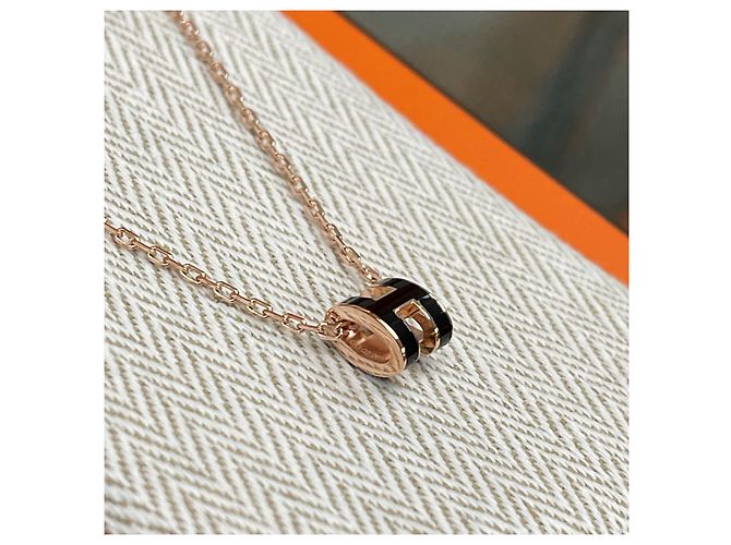 Hermès Colar Mini Pop Preto/Rose Gold - vista 5