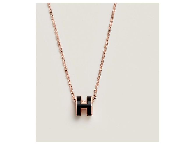 Hermès Colar Mini Pop Preto/Rose Gold - vista 8